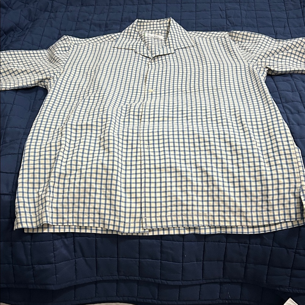 Casual Blue Check Button-Down Shirt for Men